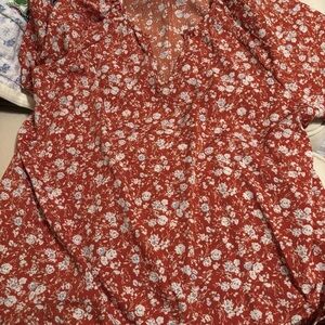 SHEIN Red Floral Blouse